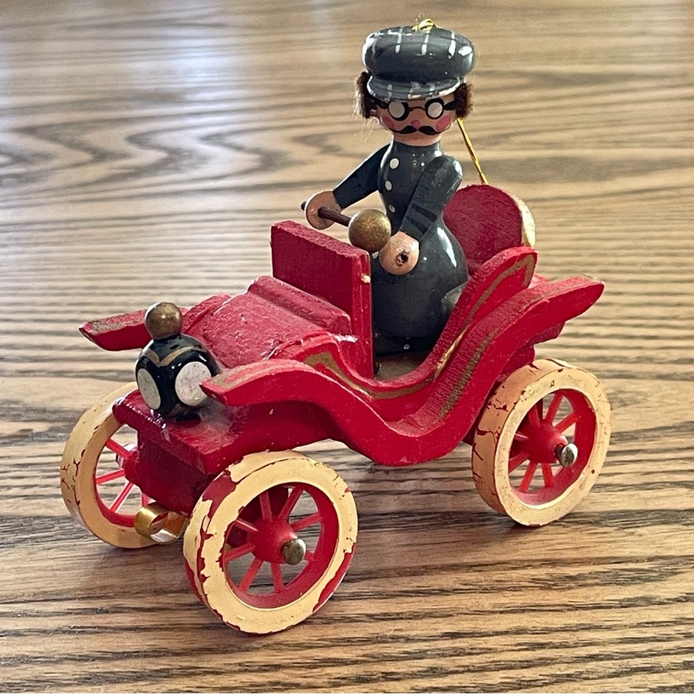Vintage Kurt S. Alder 1978 Wooden Antique Automobile with Guy